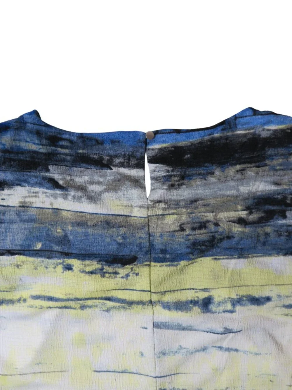 NWT Calvin Klein 2X Plus Abstract Watercolor Blouse Blue Yellow Pleated Tank Top - Picture 4 of 8